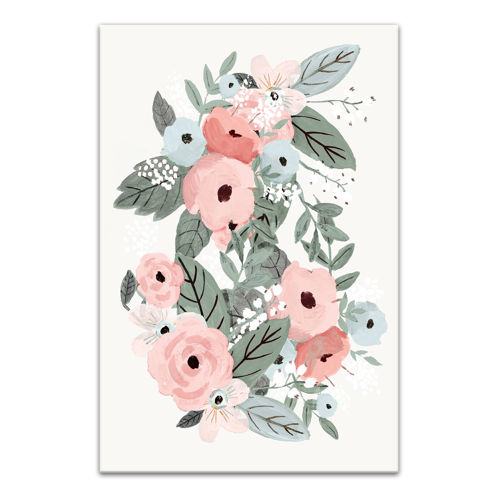 Painted Pastel Flowers 12" x 18" Canvas Wall Art